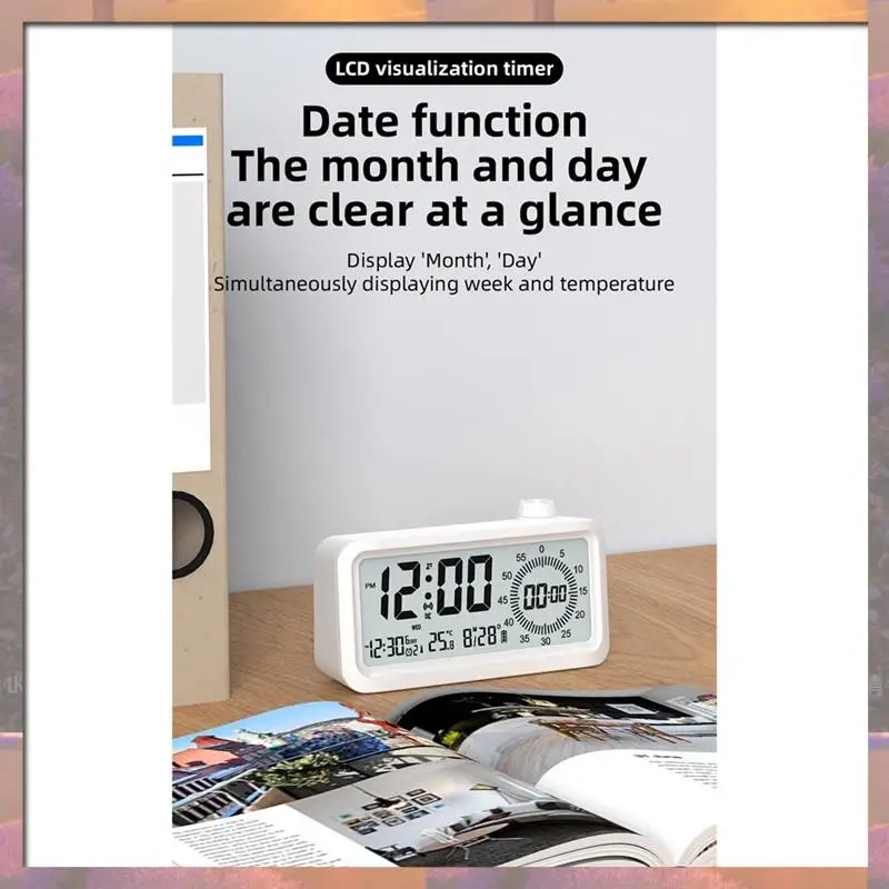 Top Sale Countdown Alarm Clock Dual Display Visual Manager Alarm Clock Ambient Temperature Detection Knob Design Clocks Black Du