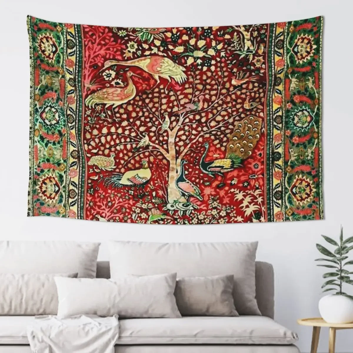 

Antique Persian Rug Bird Tree Flowers ca. 1600 Print Tapestry Decorations For Your Bedroom Wall Hangings Decoration Tapestry