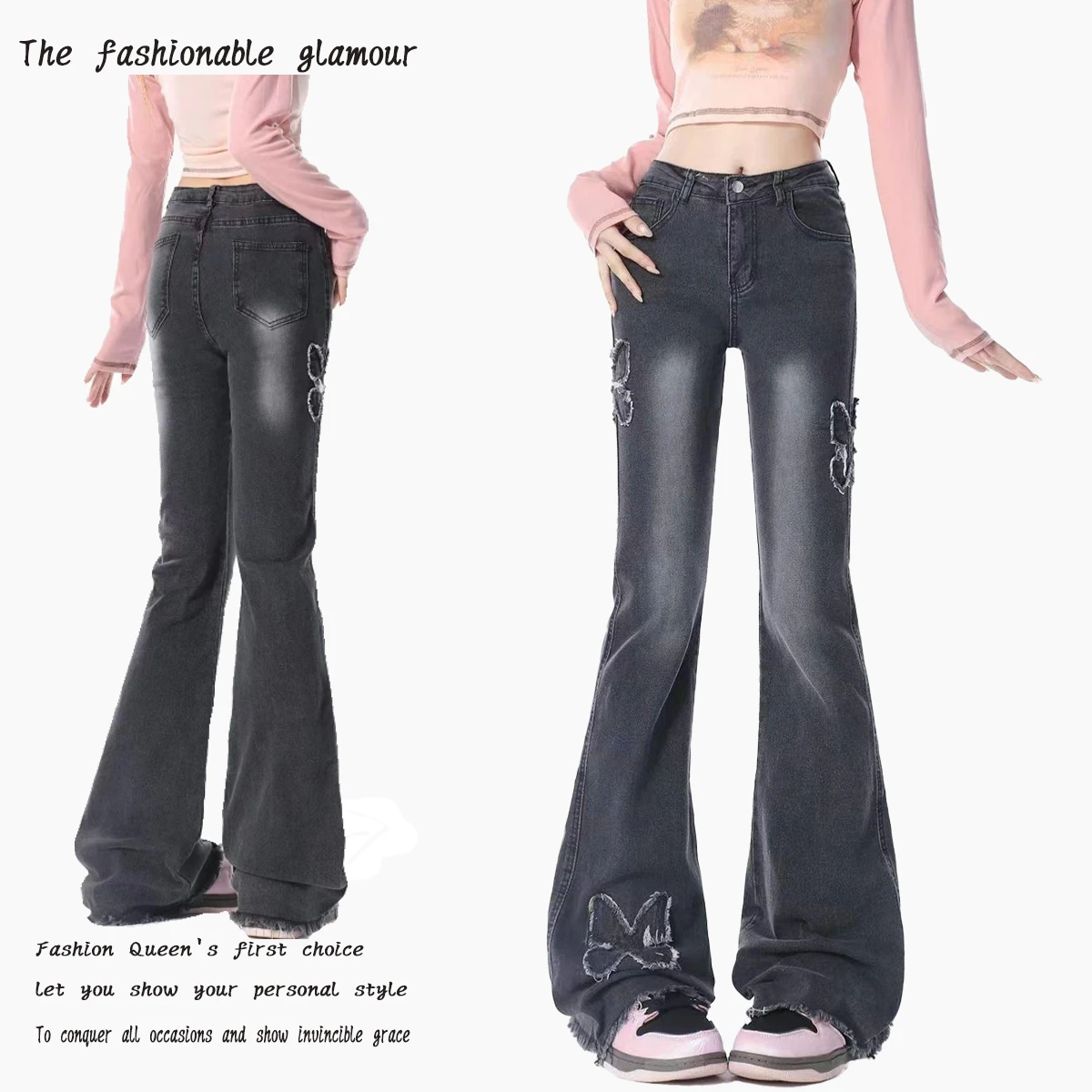 

Women's Y2K Baggy 2000s Denim Trouser Washed Street Retro Vintage Casual Solid Color Emo Pants Grunge High Waist Trashy Jeans