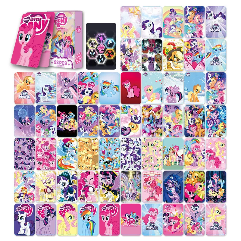 92Pcs Kawaii My Little Pony Double-Sided Small Card Pinkie Pie Fluttershy Cartoon Anime Lomo Card segnalibro ragazza regalo giocattoli per bambini