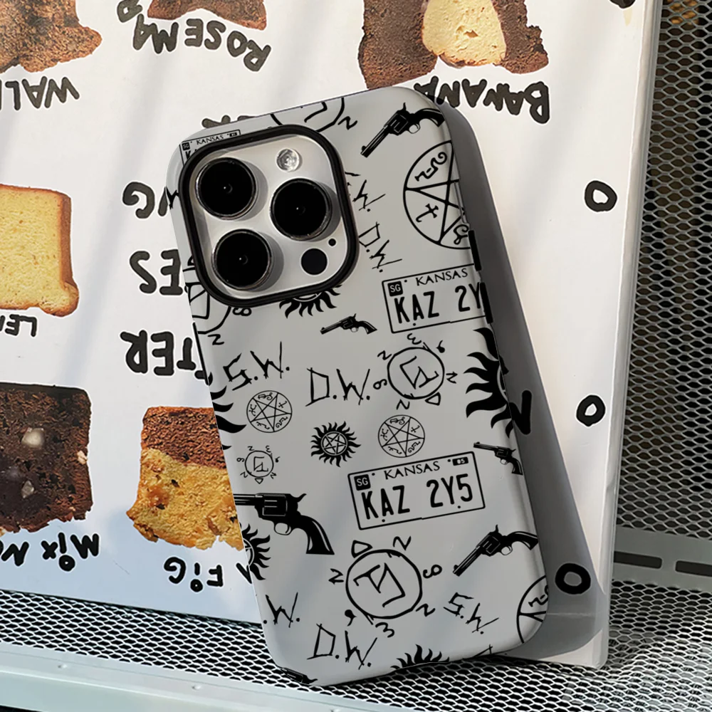 

Чехол для телефона с символами «Сверхъестественное», пленочный чехол для iPhone 16, 15, 14, 13, 12, 11 Pro Max Plus