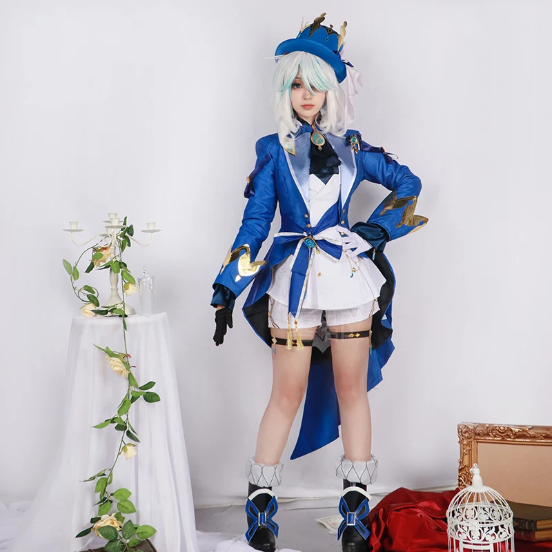 Game Genshin Impact Focalors Cosplay Furina elegant Blue dresses Fontaine water god New Outfit Halloween Costume G