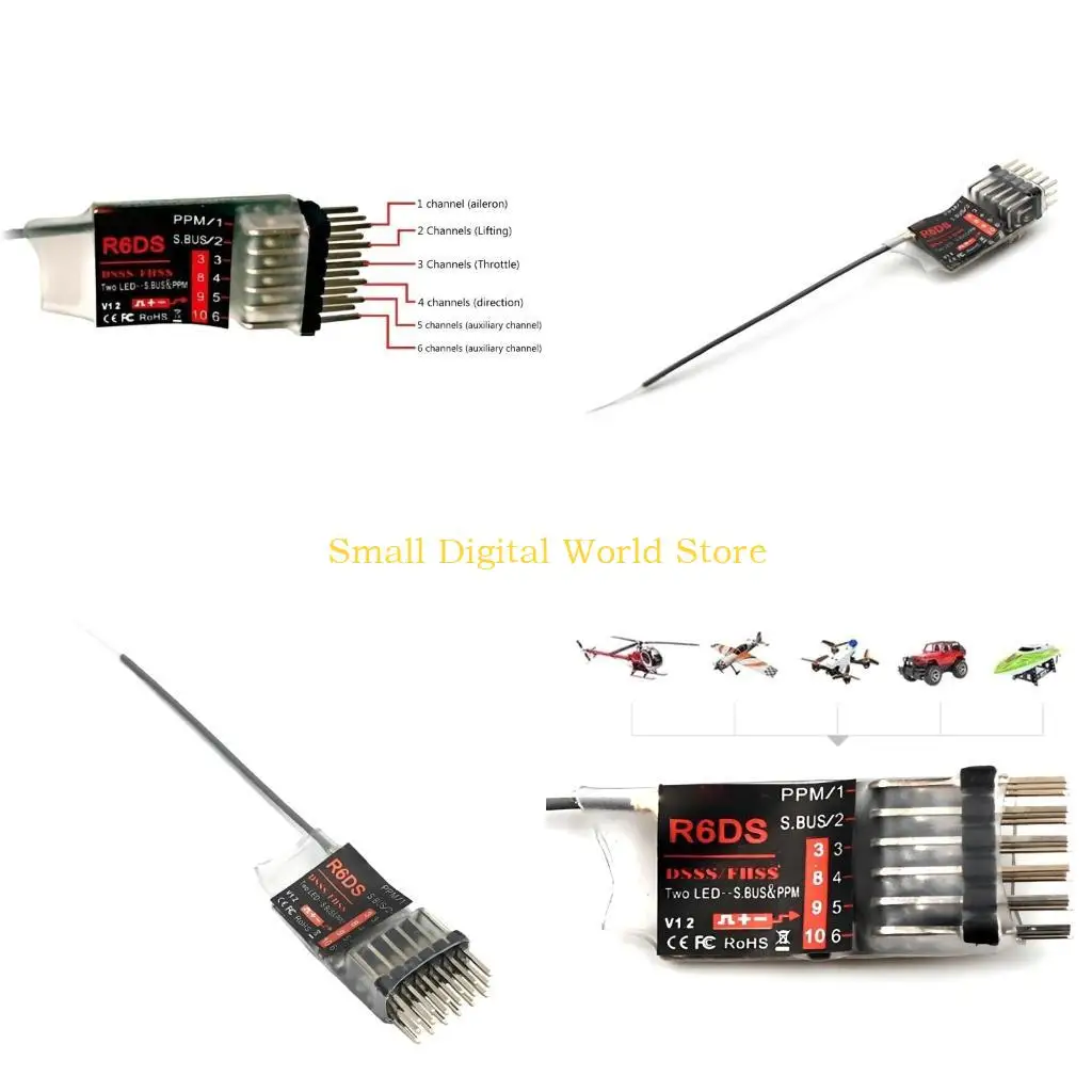 

77UB R6DS 2,4G 6CH DSSS и FHSS приемник дистанционного управления для RadioLink AT9 AT9S AT10 передатчик Поддержка SBUS PPM PWM