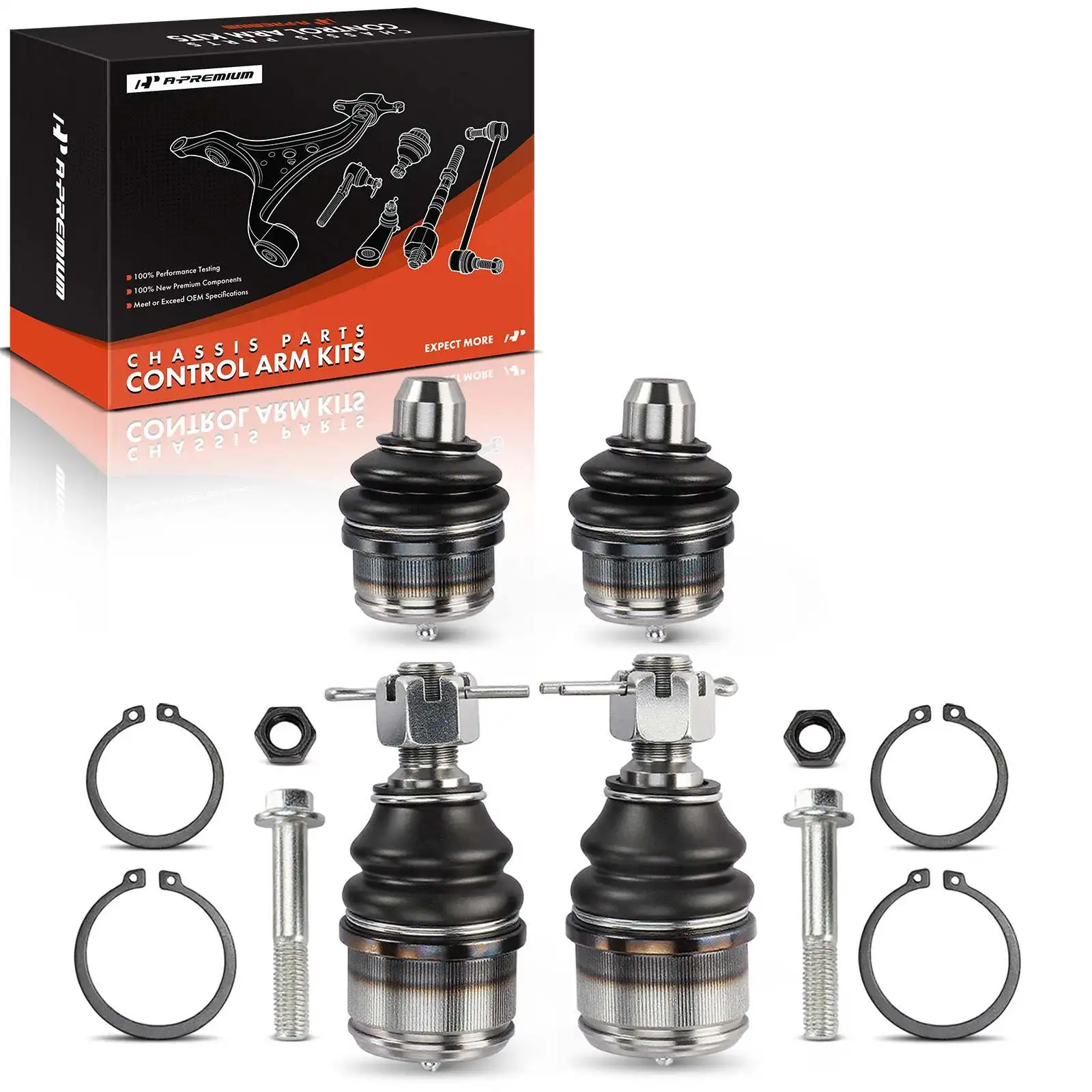 A-Premium 4x Front Upper & Lower Ball Joint for Ford E-150 2007-2014 E-250 2003-2014 E-250 Econoline 1992-2002 E-350 Econoline
