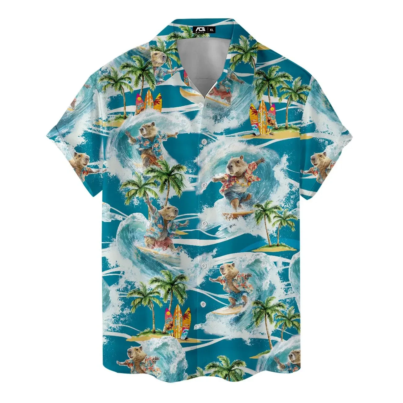 

Kawaii Capybara Graphic Shirts For Men Clothing 3D Printed Hawaiian Beach Shirt Short Sleeve Y2k Cute Pey Tops Lapel Blouse