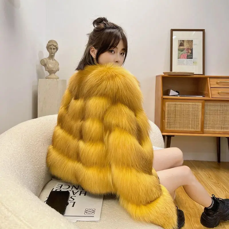 2026 Winter New Imitation Fox Fur Jacket Women's Short Luxury Young Fashion Korean Version  Long Sleeves Temperament Commuting