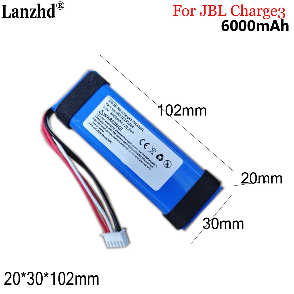 

1-10pcs 3.7V Li polymer GSP1029102A For JBL Charge 3 Charge3 6000mAh Speaker 330SL Rechargeable Battery
