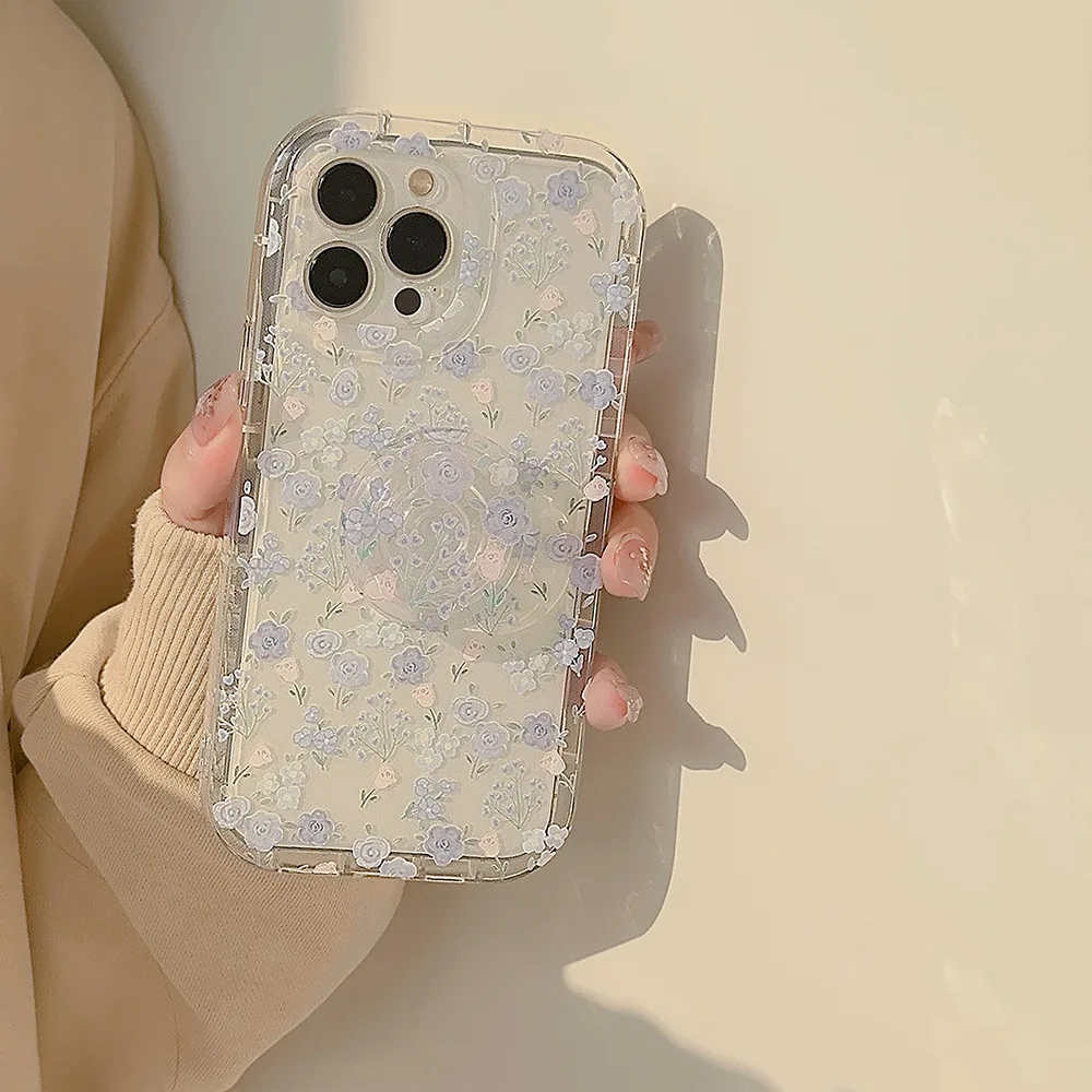 تصميم زهري مناسب لهاتف iPhone 15، لحافظة هاتف Apple 13/16، شفافة 11، حامل الوسادة الهوائية 14، بديل للشعر Pro Max