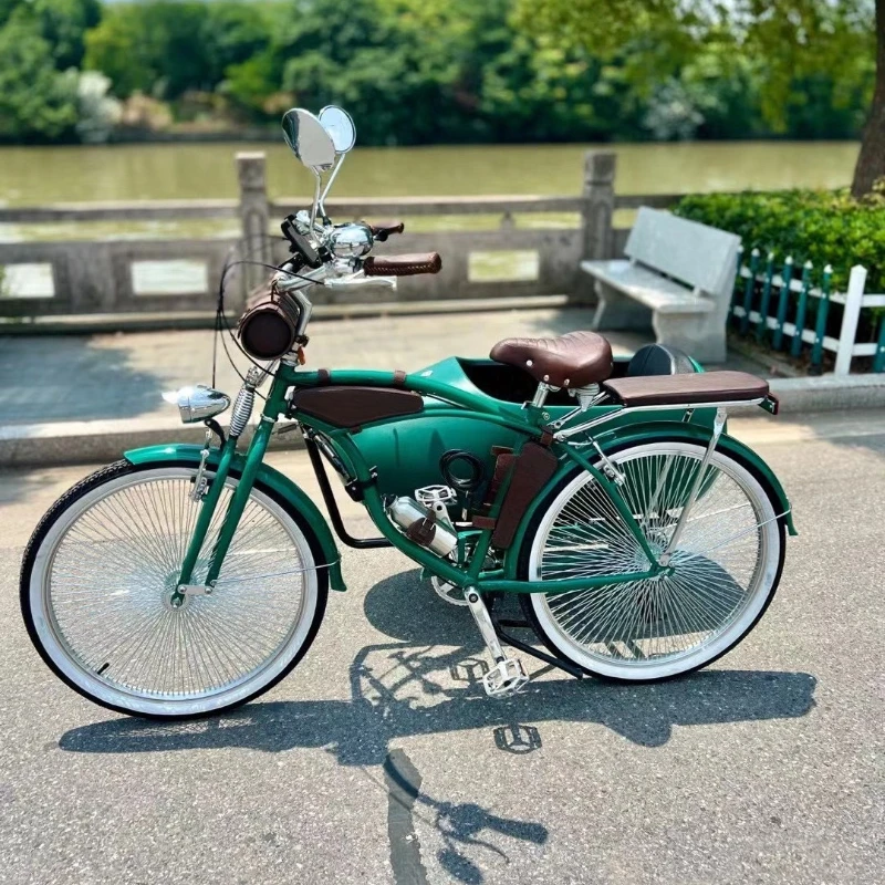 

Three-wheeled bicycle, high-end sense park display side bucket drag bicycle, dense spokes high-end side three-wheeled