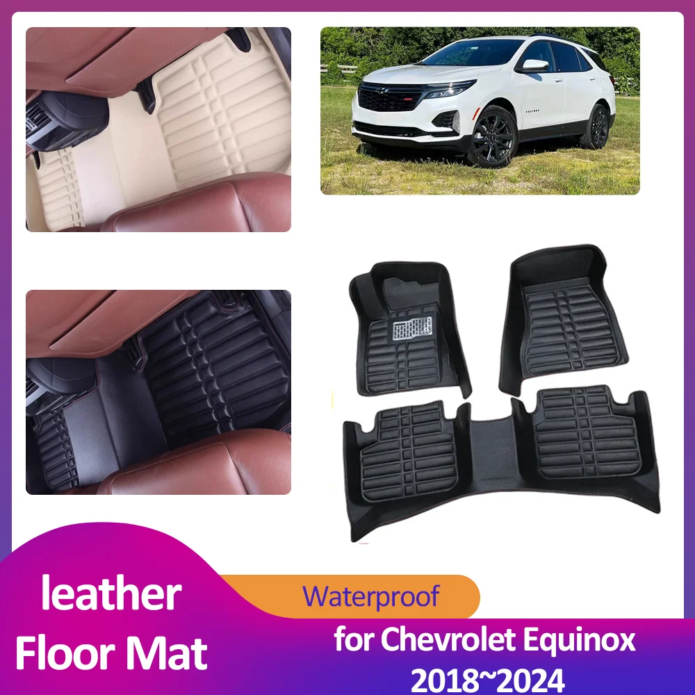 

Car Floor Mat for Chevrolet Equinox 2018~2024 Leather Foot Liner Waterproof Carpet Pad Custom Accessories 2019 2020 2021 2022