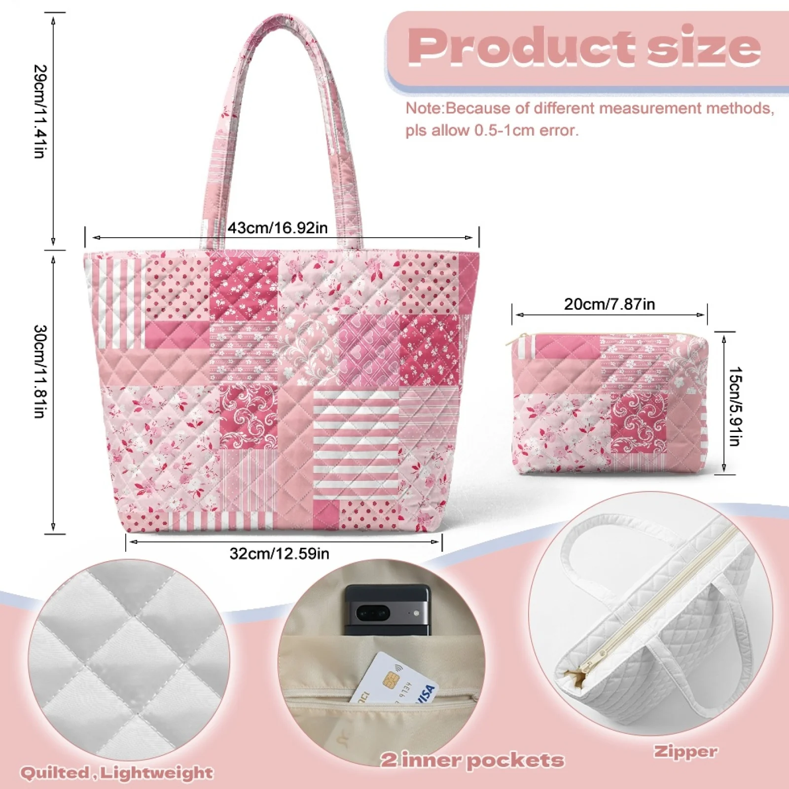 Coloranimal Lavender Floral 2 Pieces Embroidered Shopper Handbag for Commuter Leisure Time 2026 New