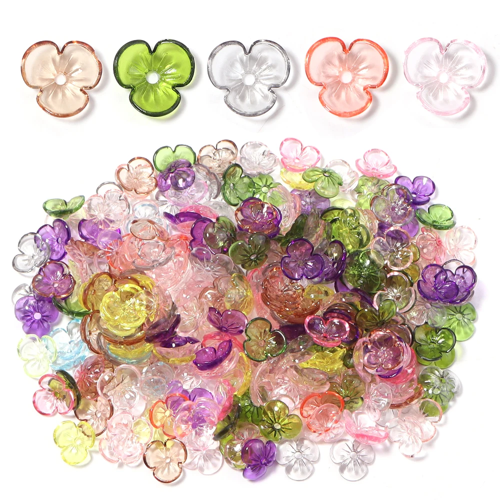 100 Stück/Lot farbige Blumenperlenkappen, lose Abstandshalter-Resinperlen für die Schmuckherstellung, DIY handgemachte Halsketten, Armbänder, Deko-Accessoires