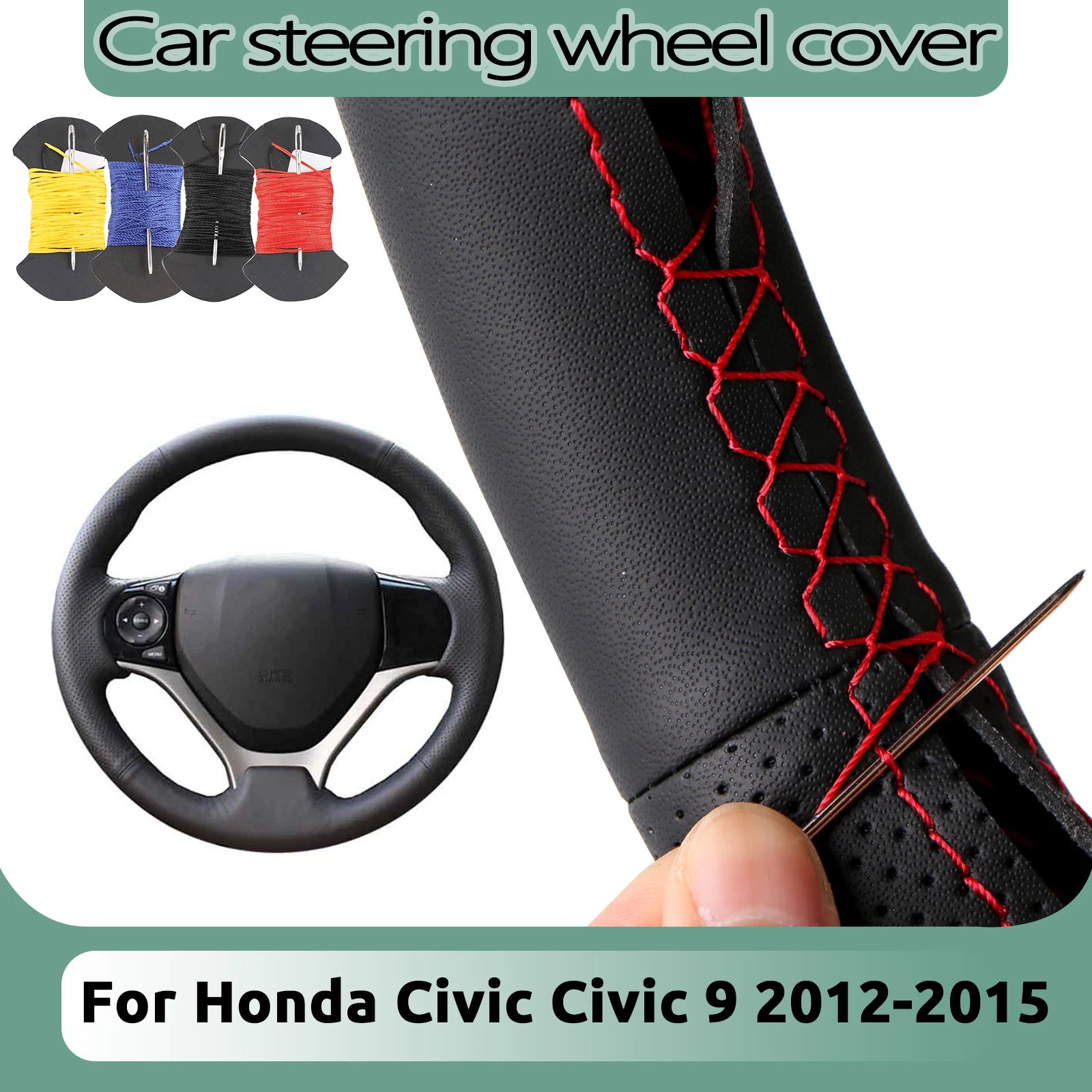 Ajuste personalizado Honda Civic Civic 9 2012 2013 2014 2015 protector para volante de coche de cuero de microfibra antideslizante