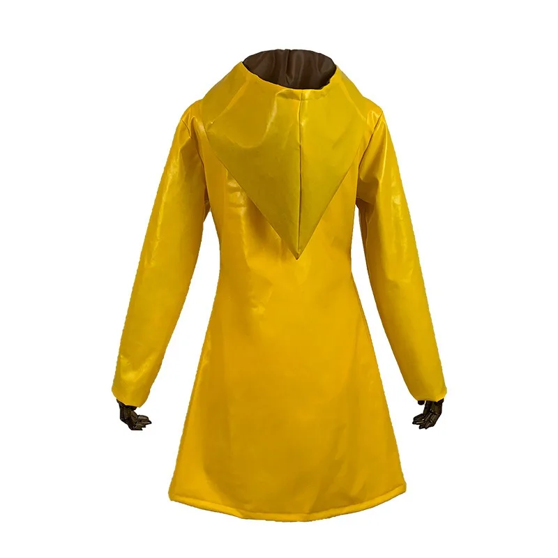 Anmie Game Little Nightmares Cosplay Six Yellow Raincoat Overeater PU Poncho Windbreaker Halloween Robes for Adults and Children