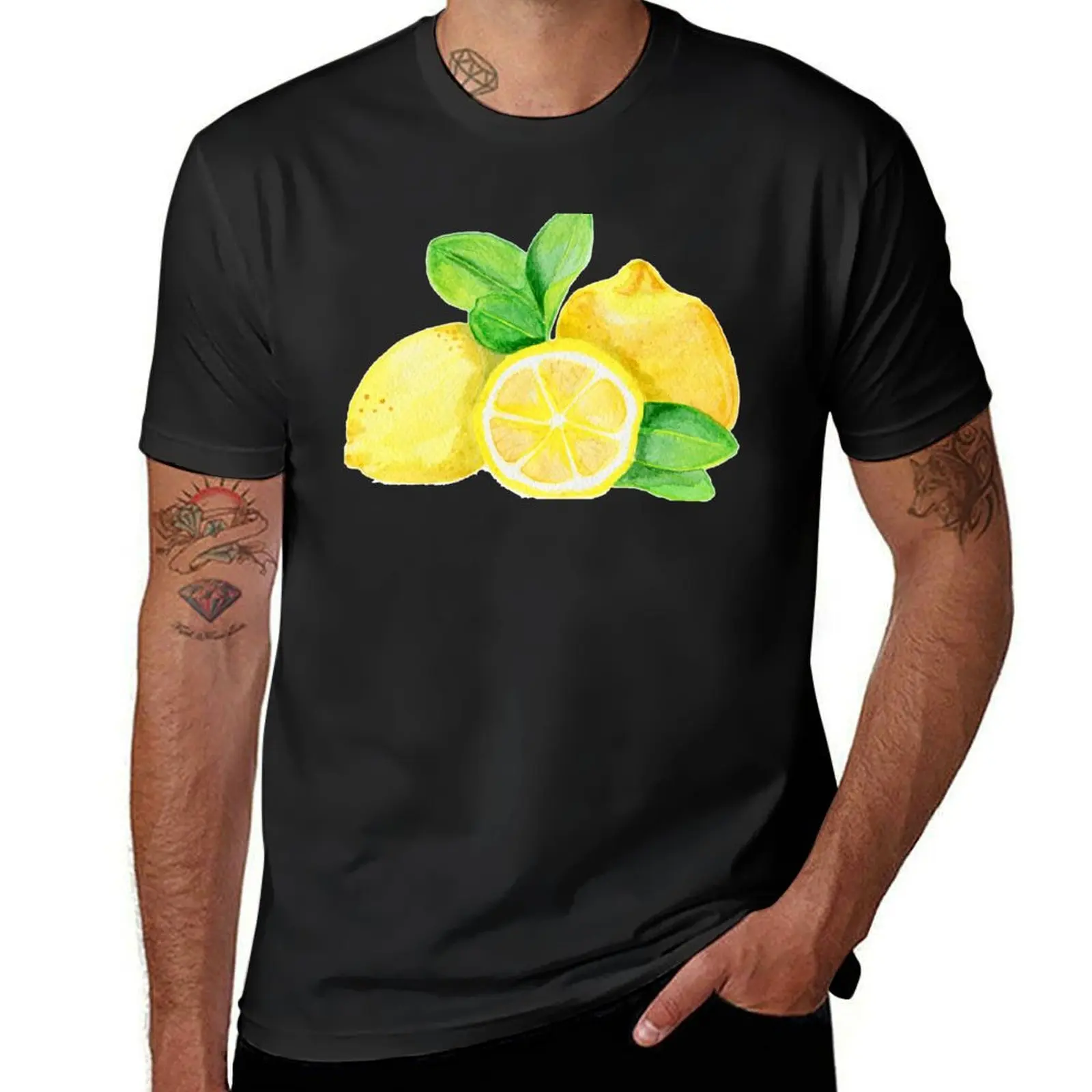 Watercolor lemon T-Shirt oversizeds boys whites black t shirts for men