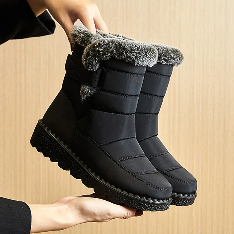 Snow Boots Woman Solid Woman Shoes Platform Shoes Woman Fashion Mid High Boots Plus Size Botas Mujer Women's Winter Boots