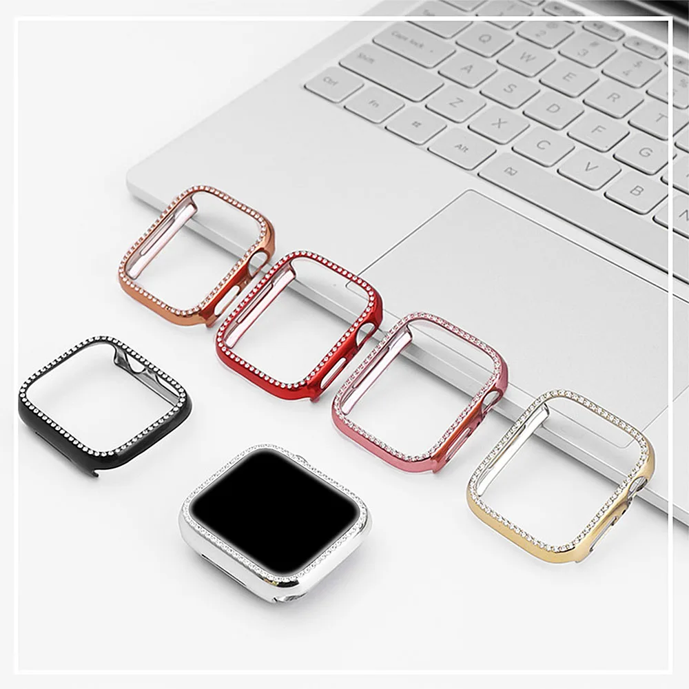 Diamond Case for Apple Watch cover Series 8 7 6 SE 5 4 3 41mm 45mm 38MM 42MM PC Bumper Protector Accessories Iwatch 40mm 44mm