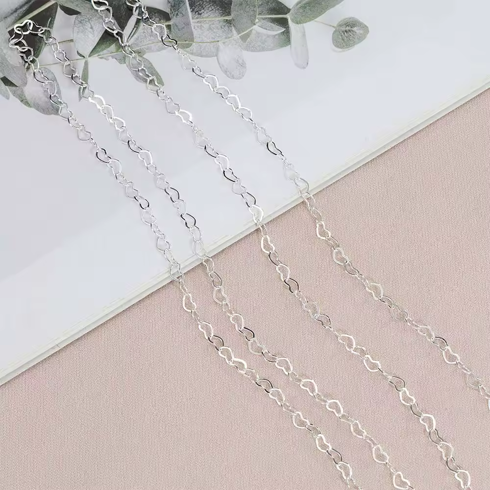 1 מטר 3.2 מ "מ אהבה שרשראות לב שרשרת ארוכה חלול שרשרת קישור הסיטונאי לתכשיטים