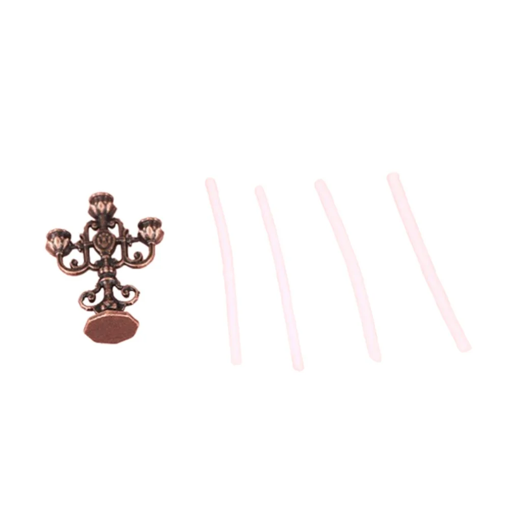 Metal Scene Prop Dollhouse Candlestick For Realistic Scene Layout Simulation Candles Included Solid Alloy Metal