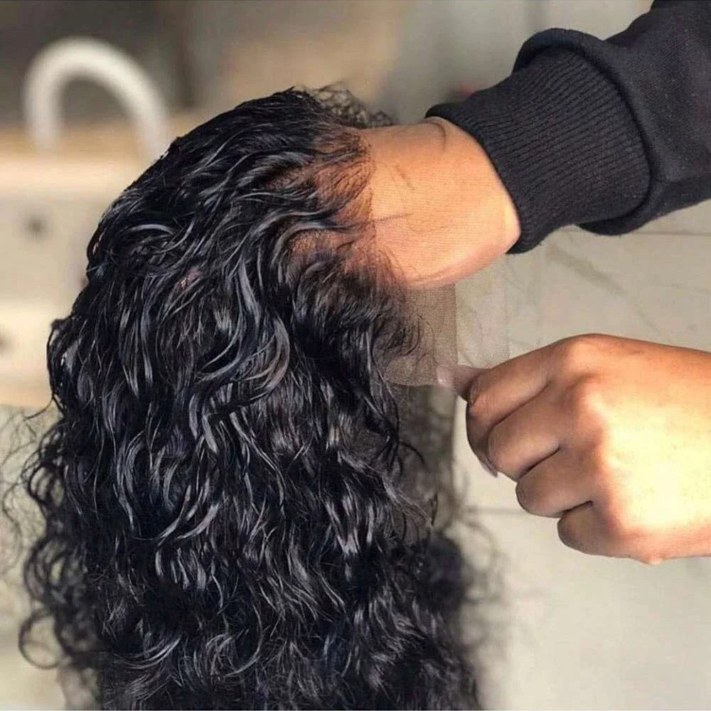 250% Density 13x4 Brazilian Human Hair Lace Front Wig-Deep Kinky Curly Wave 13x6 HD Lace Frontal Wig with Pre-Plucked Baby Hair