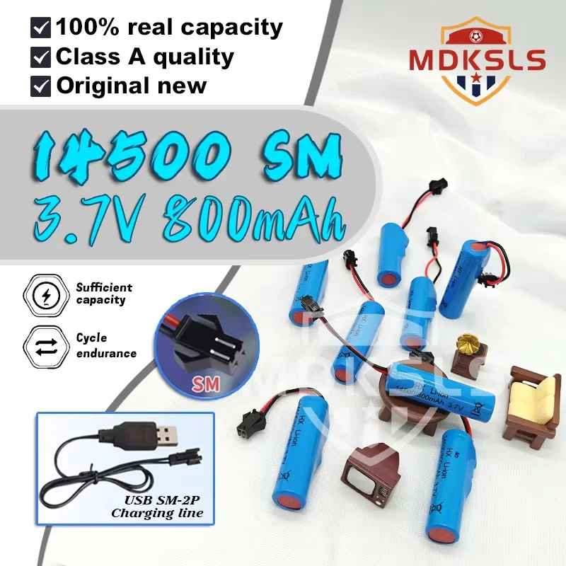 14500 New 3.7V 800mah rechargeable Li-ion Battery SM Plug and Charger set For C2 D828 RC Stunt Dump Car Toys Accessories RC Car