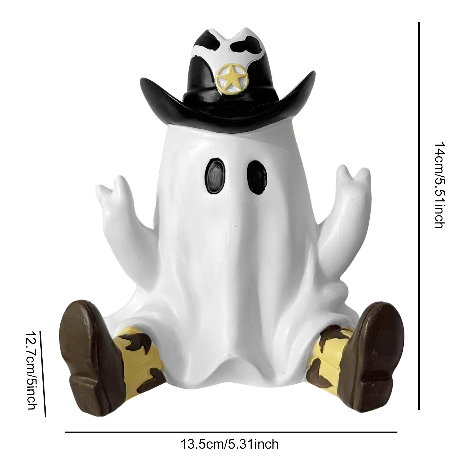 Cowboy Specter Statue Ornaments with Boots Resin Ghost Craft Ornament Funny Specters Ornaments for Home Kitchen Fireplace