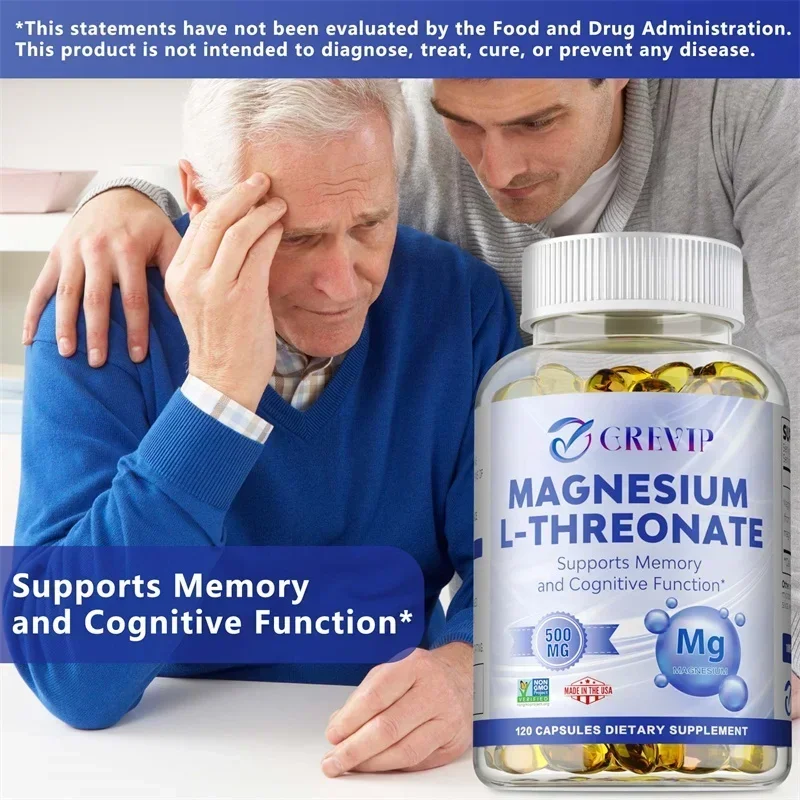 Magnesium L-Threonate Capsules - Brain Health Support, Cognitive Function, Enhanced Memory, Mental Clarity, and Increased Energy