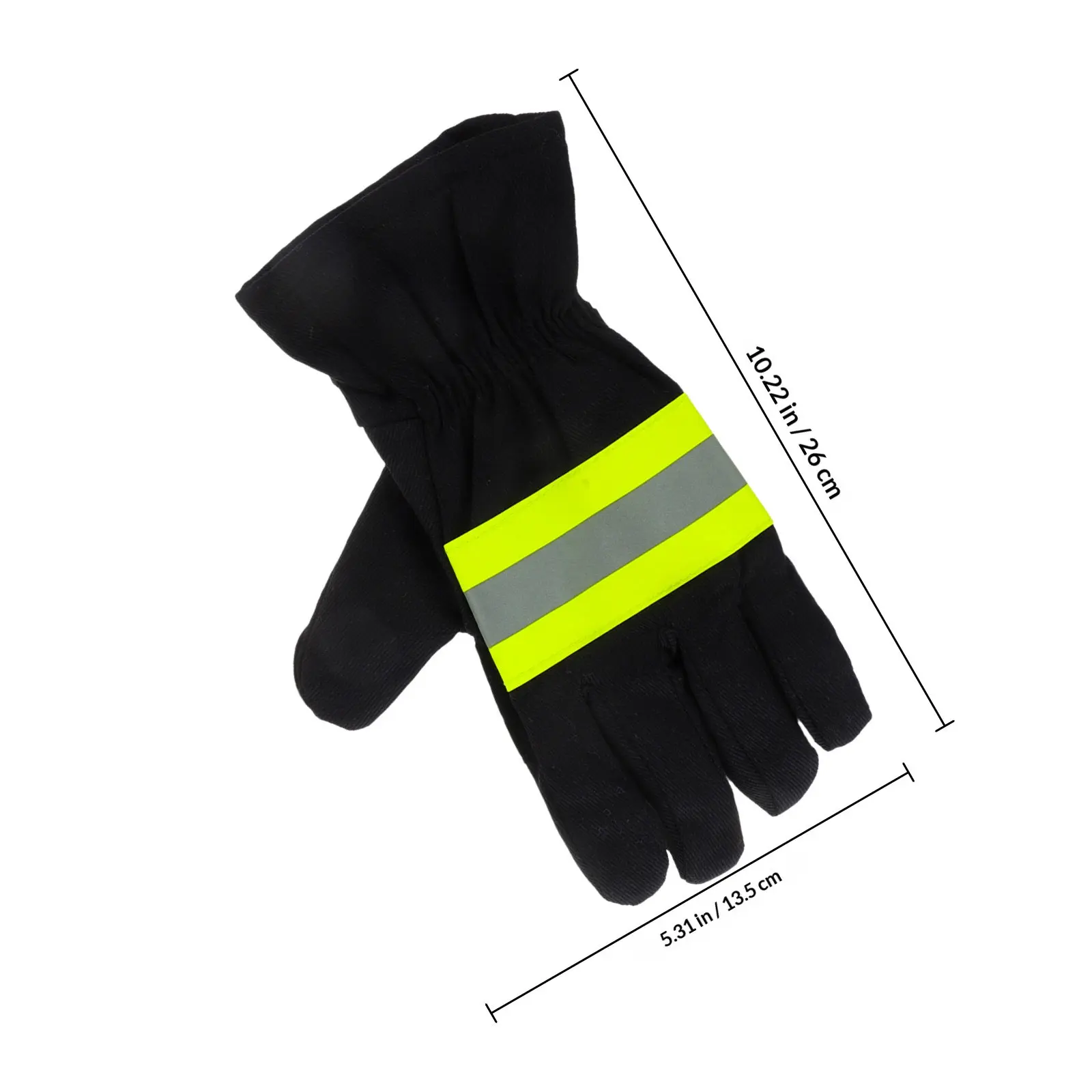 1Pair Firefighter Gloves Flame Resistant High Heat Insulated Safety Working Gloves with Reflective Strips for Firefighting
