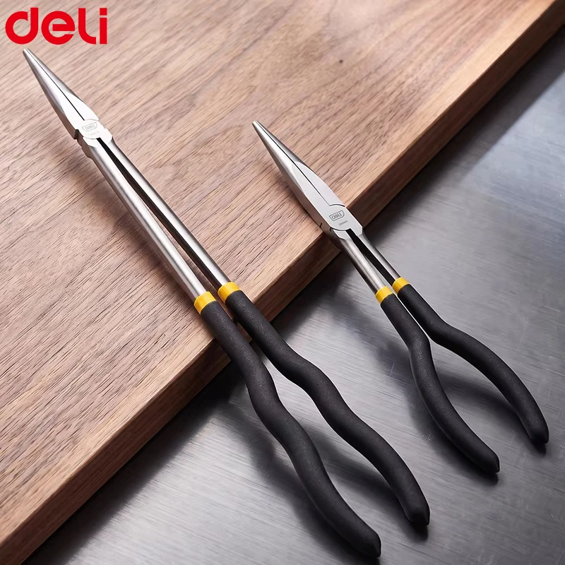 Long Nose Pliers 11/16 Inch High Carbon Steel Forged Needle Nose Pliers Extended Reach Hand Tool for Jewelry Electronics Repair