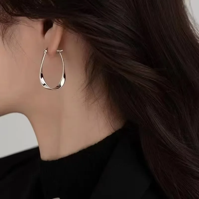 

Fashion Niche Design Silver Color Geometric Twisted Hoop Earrings for Women Party Jewelry Gifts