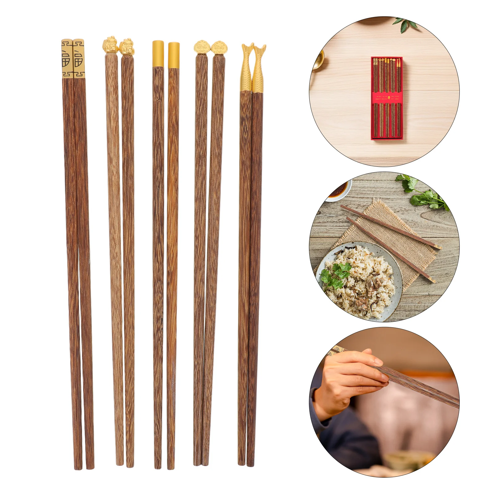 

1 set 1 Set Handmade Rosewood Chopsticks Reusable For Sushi Ramen Hot Pot Travel Camping Outdoor Dining Japanese Chinese Korean