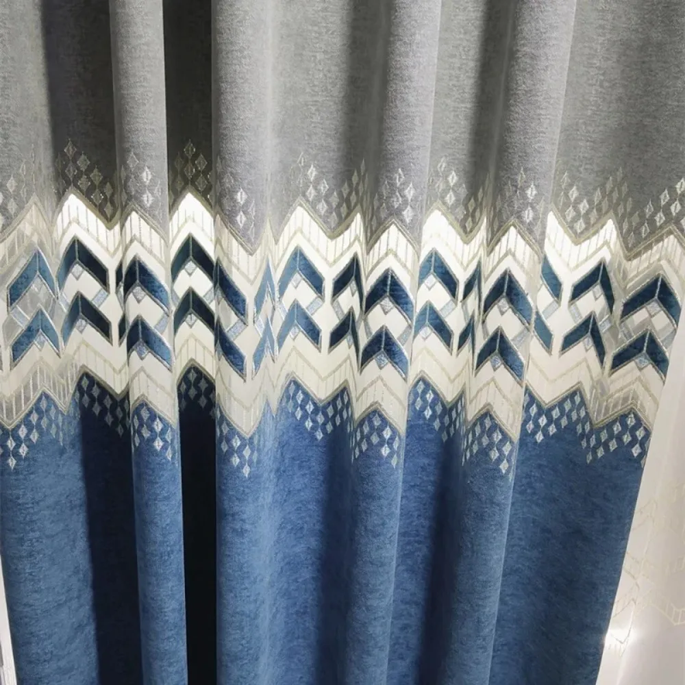 Modern Simple Thickening Chenille Hollow Out Embroidery Study Balcony Curtains for Living Dining Room Bedroom Windows Door
