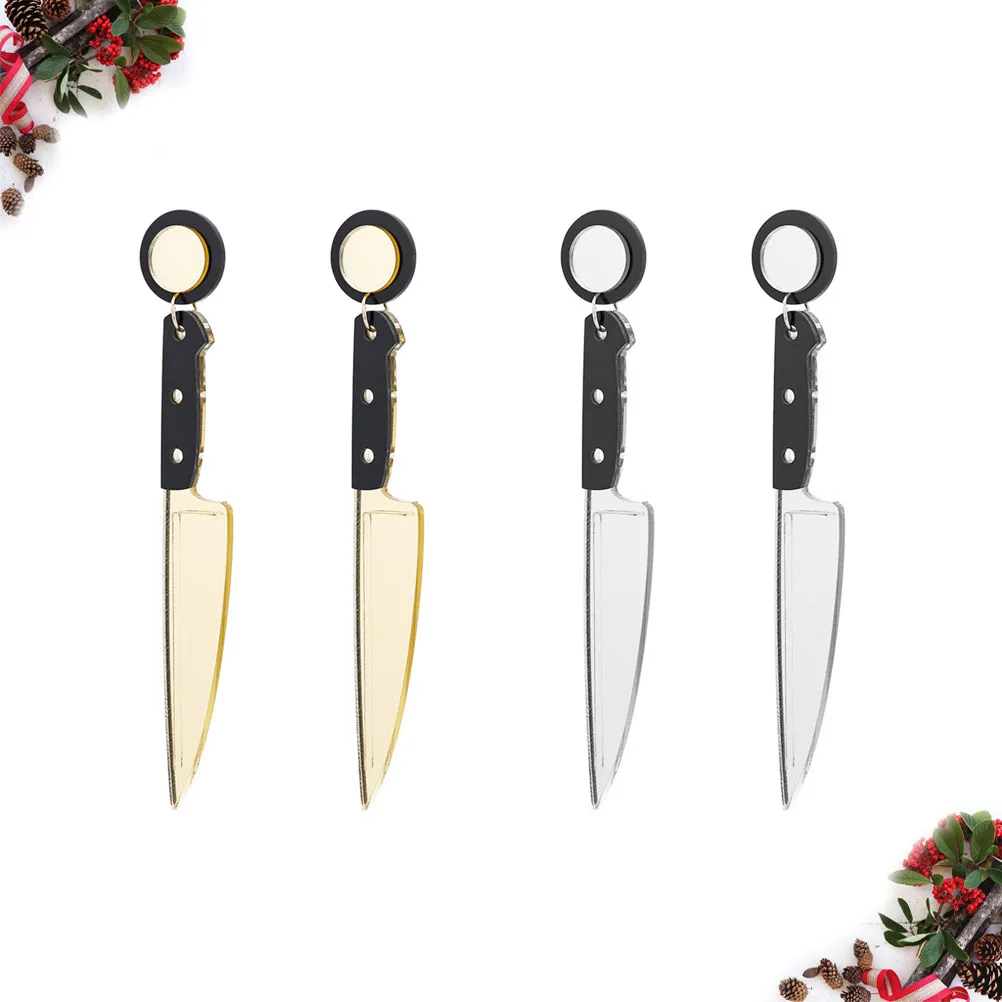 4Pcs Acrylic Danglers Earrings Exaggerated Fashion Eardrop for Women Daily Party Banquet Outfit Accessory Gift Gold Silver
