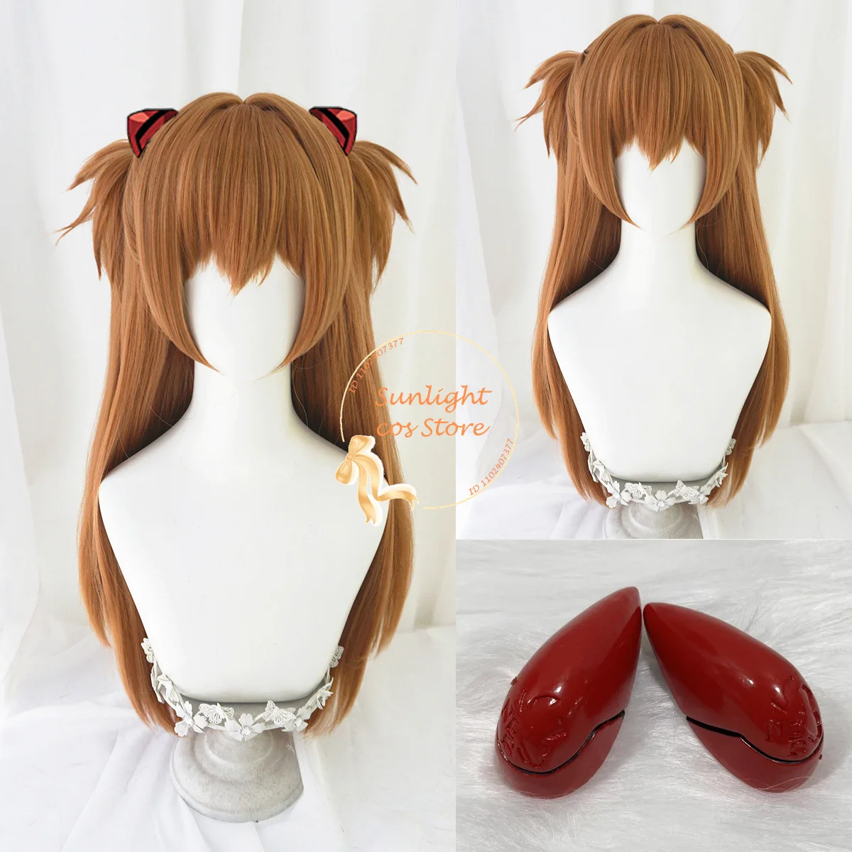 Anime EVA Cosplay Wig Asuka Langley Soryu Cosplay Wig Long Brown Wig Heat Resistant Hair Women Party Role Play Wigs + Wig Cap