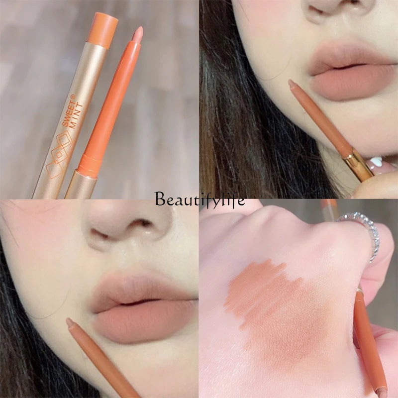 Long Lasting Matte Lip Liner, Pencil for Full Lips, Waterproof, Cinnamon Color, Hook Line Pen