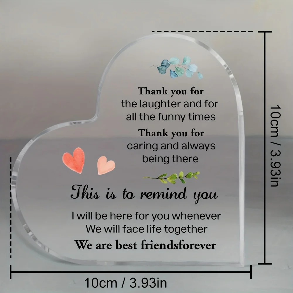 2D， Retro heart-shaped acrylic desktop decoration, friend's friendship gift, friend's thank-you gift, birthday gift