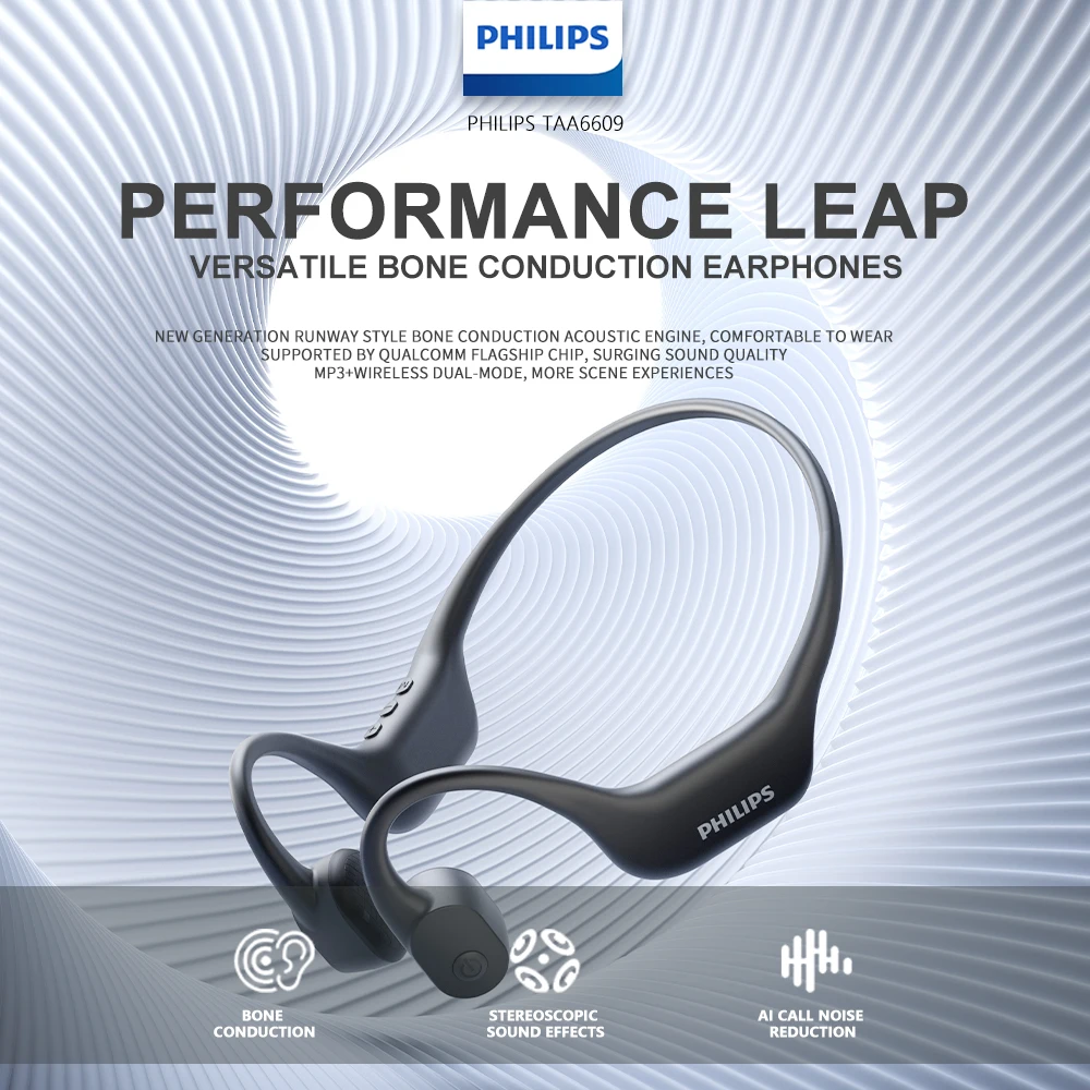 

Беспроводные Bluetooth-наушники Philips TAA6609C с костной проводимостью, Hi-Fi стерео, для звонков, для спорта на открытом воздухе