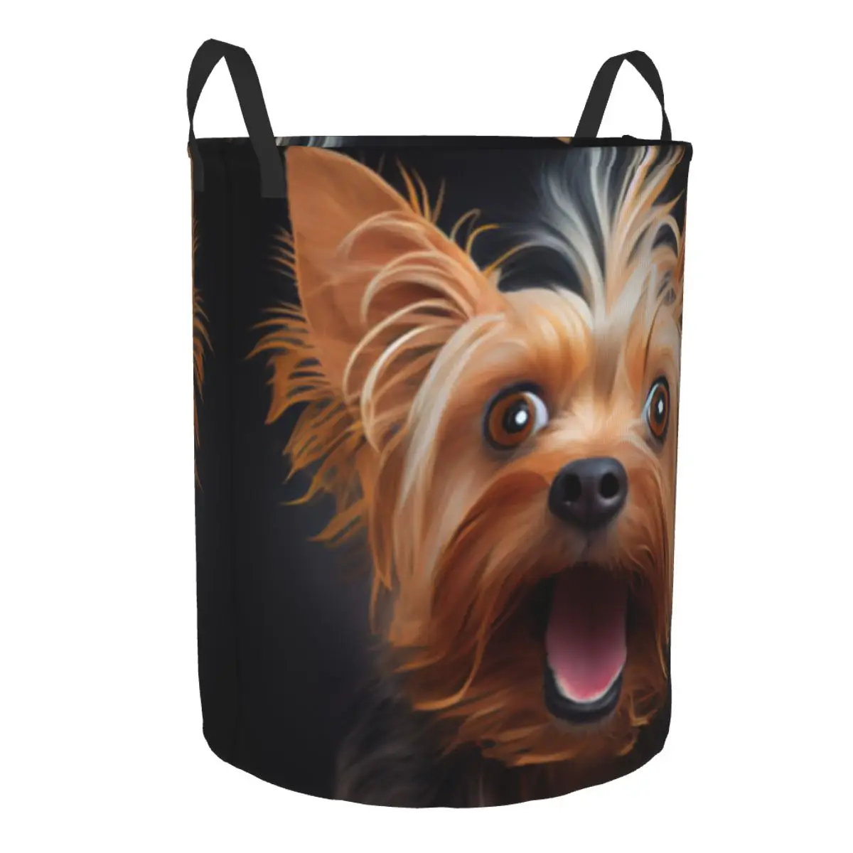 Folding Laundry Basket Cute Funny Shocked Yorkshire Terrier Dirty Clothes Storage Bucket Wardrobe Clothing Organizer Hamper