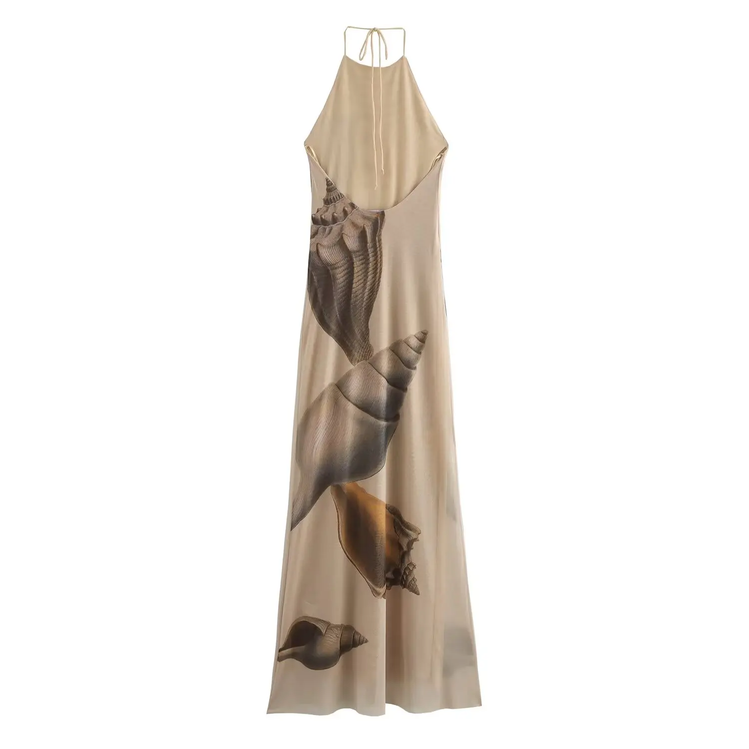 2024 Autumn New Temperament Women\'s European and American Style Fashion Slim Shell Print Silk Mesh Dress Street Style Slim Skirt