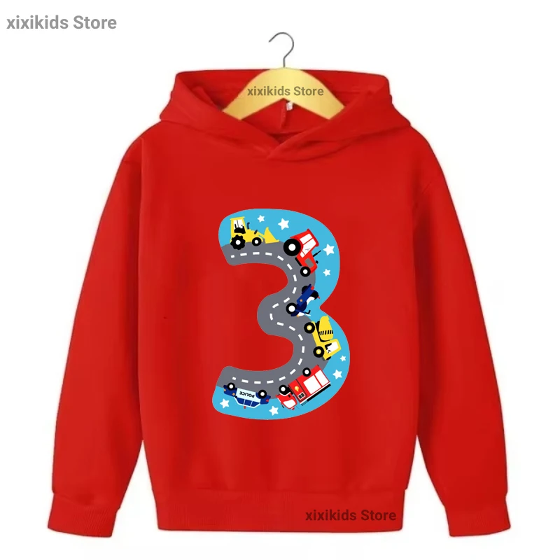 Kids hoodie 3th/4th/5th Tractor Car Printed Cap Hoodie For Girls/Boy Funny Birthday Gift Kids Clothes Autumn/ Winter Sweastshirt