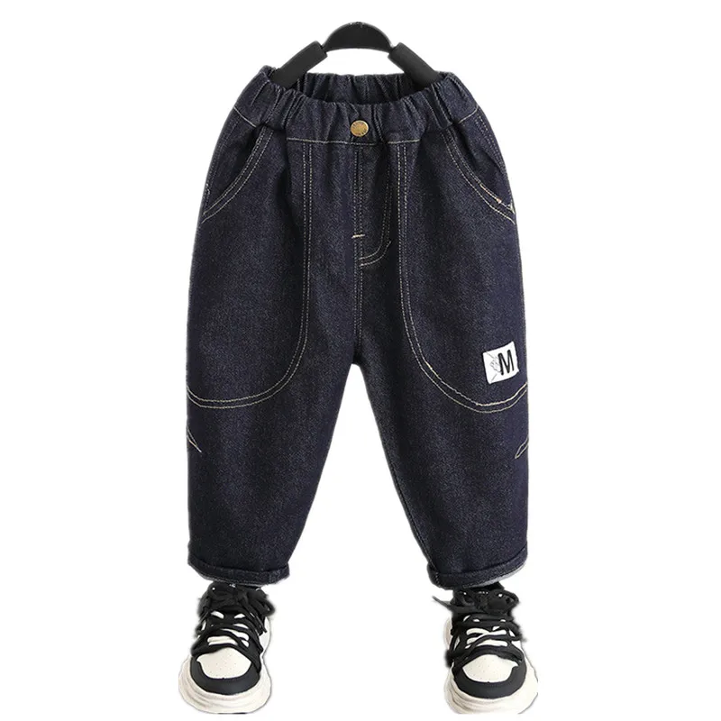 

Весенне-осенние детские джинсы, повседневные однотонные джинсовые штаны для маленьких мальчиков, мягкие модные брюки для девочек, детские простые прямые штаны, От 2 до 10 лет