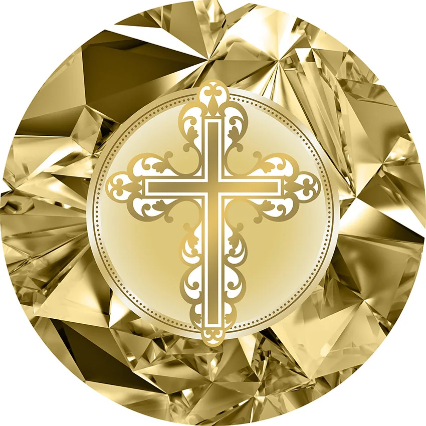 Mehofond Round Circle Photography Backdrop Communion God Bless Theme Decoration Gold Diamond Background Photo Studio Photozone