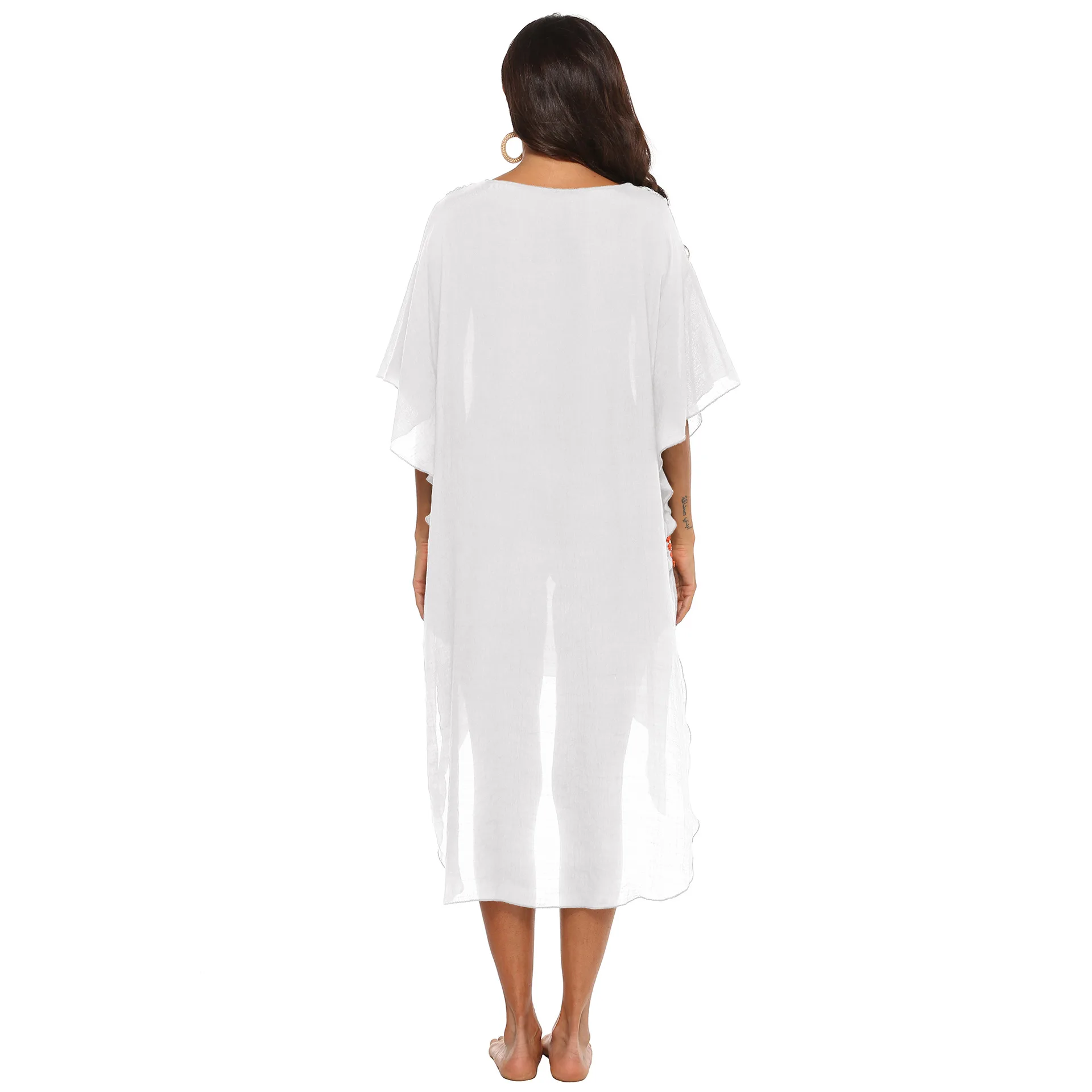 Dzianinowe kostiumy kąpielowe dla kobiet Letnia odzież plażowa Szydełkowa nierozłączona sukienka Sundress Split White Robe Dresses Swimsuit Cover Up