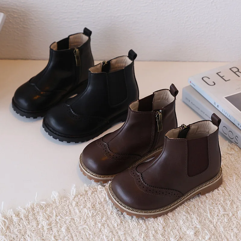 

Autumn Boys Ankle Boots Soft Microfiber Warm Plush Winter Baby Girls Riding Boots Spring Non-slip Children's Snow Boots
