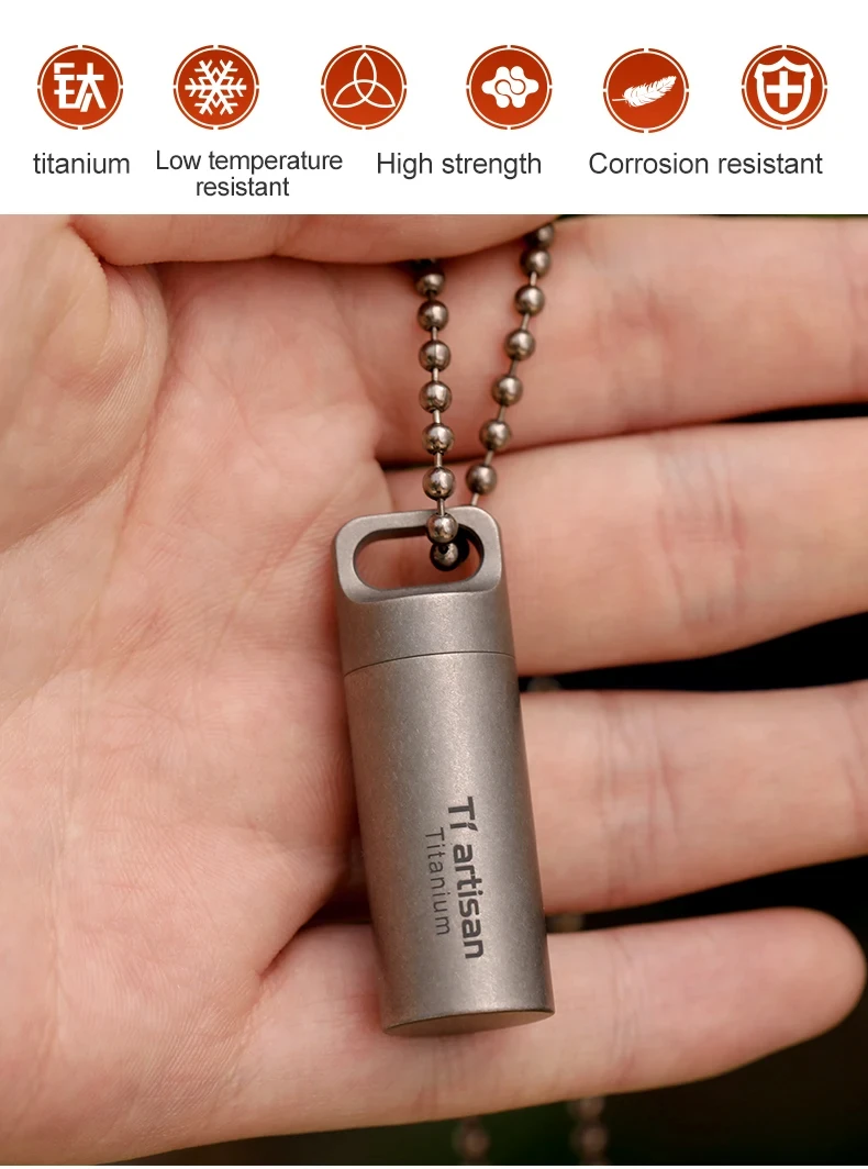 Tiartisan Titan Mini EDC-Werkzeuge Tragbare Versiegelte Medizinflasche für Zuhause und Outdoor Wasserdichte Titan-Pillendose – Detail 3