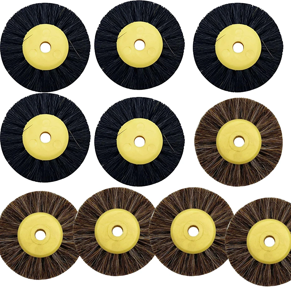 12pieces 55MM Polishing Brush Black Brown Bristle Buffing Abrasive Brush Plastic Center Jewelry rotary clean Tools