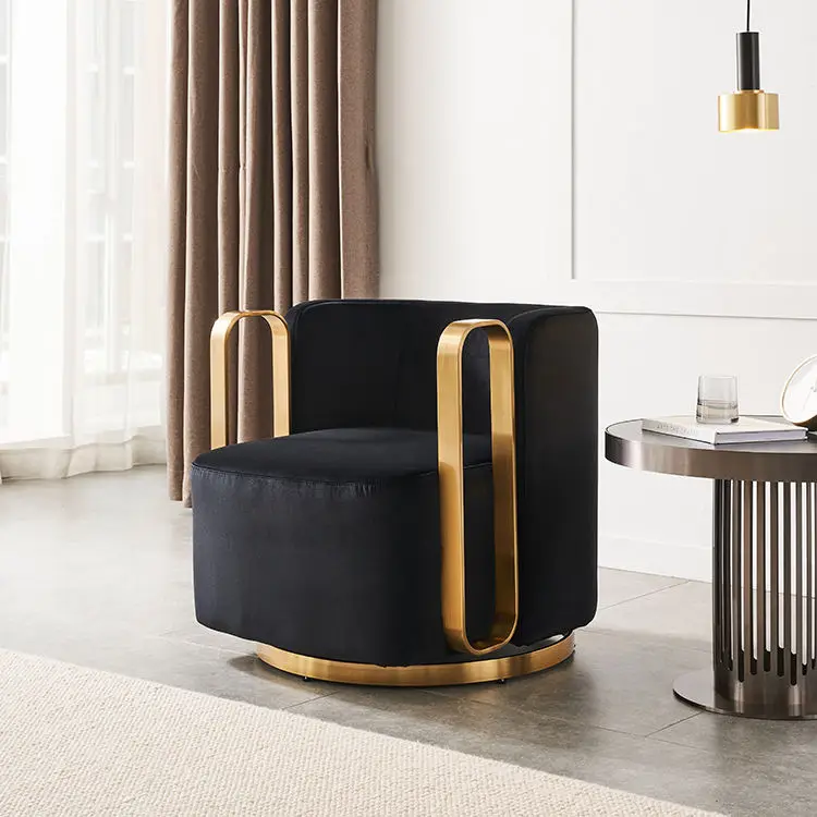 

High Quality Luxury Leisure Single Sofa Chair Hotel Lobby Swivel Accent Chair Living Room Leather Arm Chairs