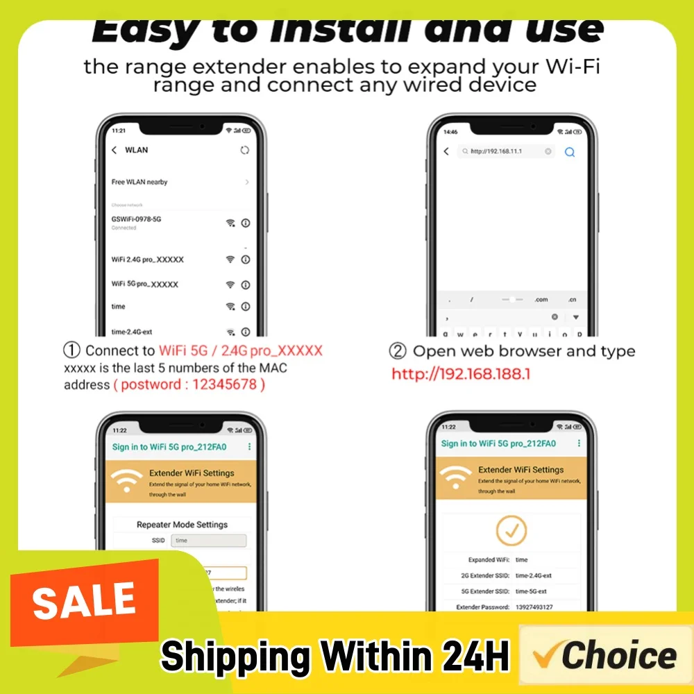 Wireless WiFi Repeater External Antennas Long Range Band Network Extender Signal Amplifier Enhancement Simple To Setup for Home