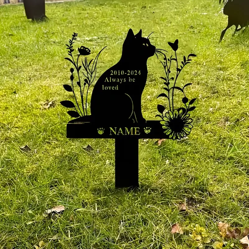 Personalized Cat Memorial Garden Plaque - Vintage metal Pet Tombstone, the Perfect Gift for Cat Lovers image 4
