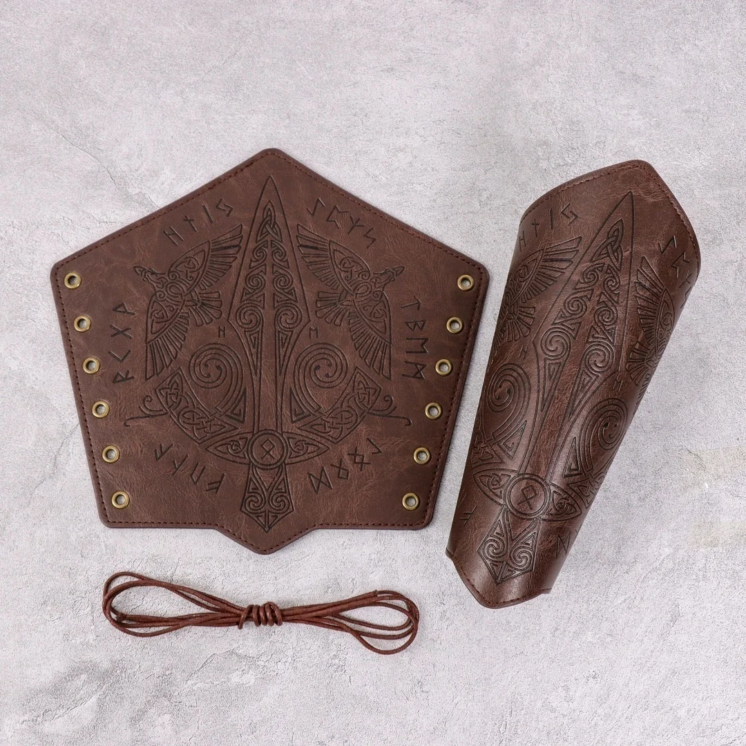 1 Stück Mittelalterliche Cosplay PU-Leder Rüstung Armwärmer Schnürung Herren Wikinger Piraten Ritter Handschuh Armreif Steampunk Zubehör – Detail 10